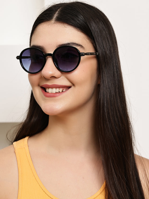 Unisex Blue Round Sunglasses with UV Protection