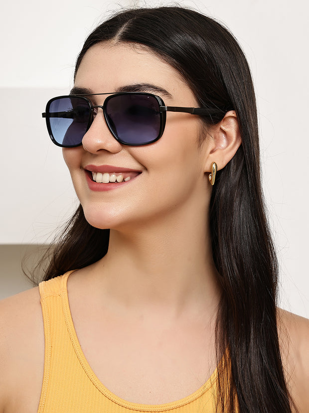 Blue & Black Square UV-Protected Sunglasses