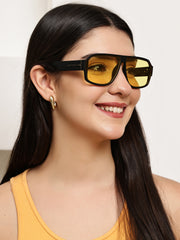Unisex Yellow Square Sunglasses with UV Protection