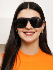 Black Aviator Square Polarized Sunglasses for Men & Women