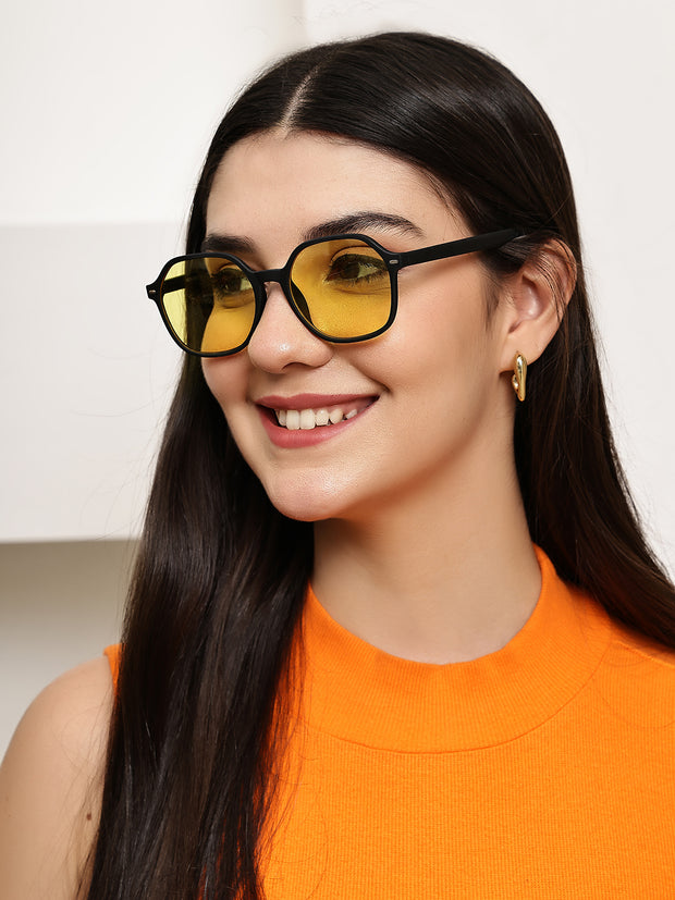 Unisex Yellow Round Sunglasses with UV Protection