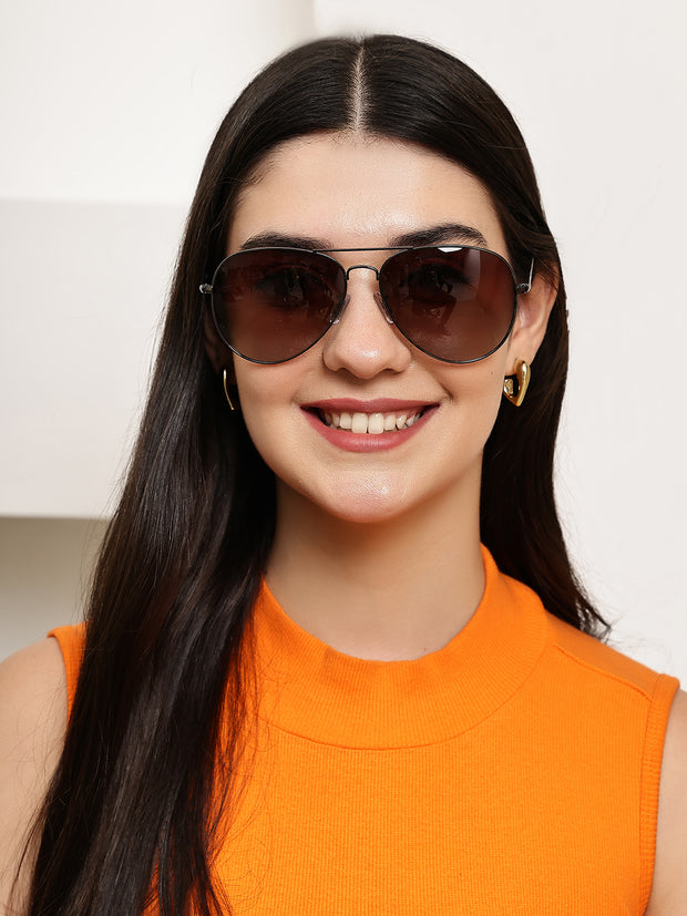Unisex Brown Polorized Aviator Sunglasses
