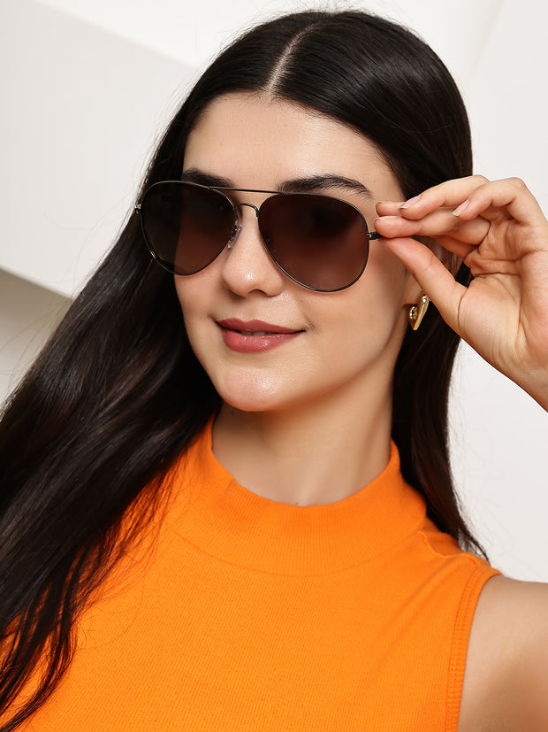 Unisex Brown Polorized Aviator Sunglasses