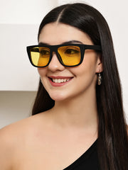 Yellow Square Sunglasses with UV Protection