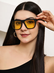 Yellow Square Sunglasses with UV Protection