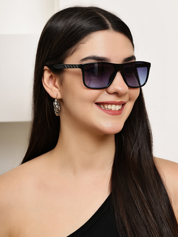 Unisex Blue Rectangular Sunglasses with UV Protection