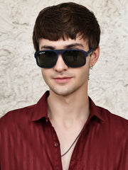 Blue Aviator Square Polarized Sunglasses for Men & Women