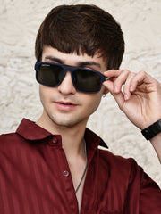 Blue Aviator Square Polarized Sunglasses for Men & Women