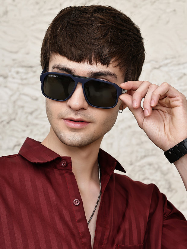 Blue Aviator Square Polarized Sunglasses for Men & Women