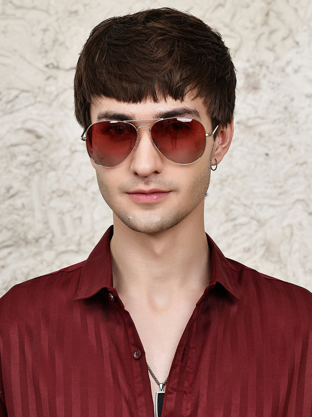 Unisex Red Polorized Aviator Sunglasses
