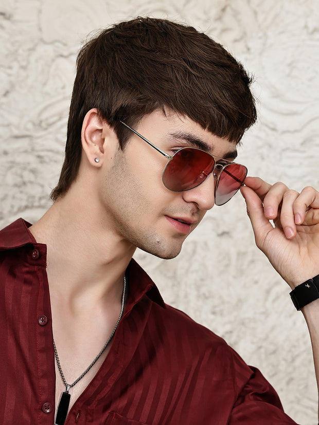 Unisex Red Polorized Aviator Sunglasses