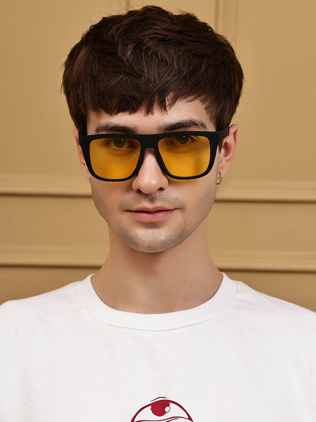 Yellow Square Sunglasses with UV Protection