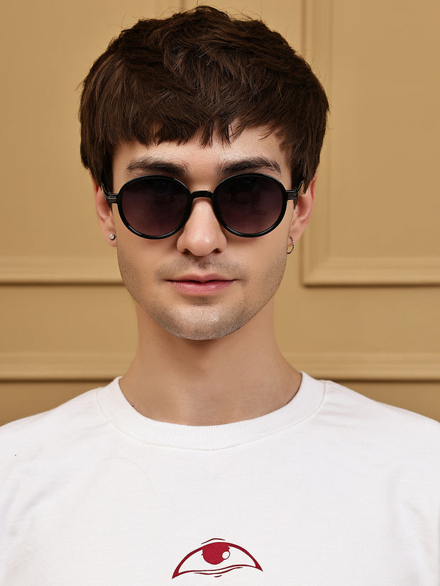 Unisex Brown Round Sunglasses with UV Protection