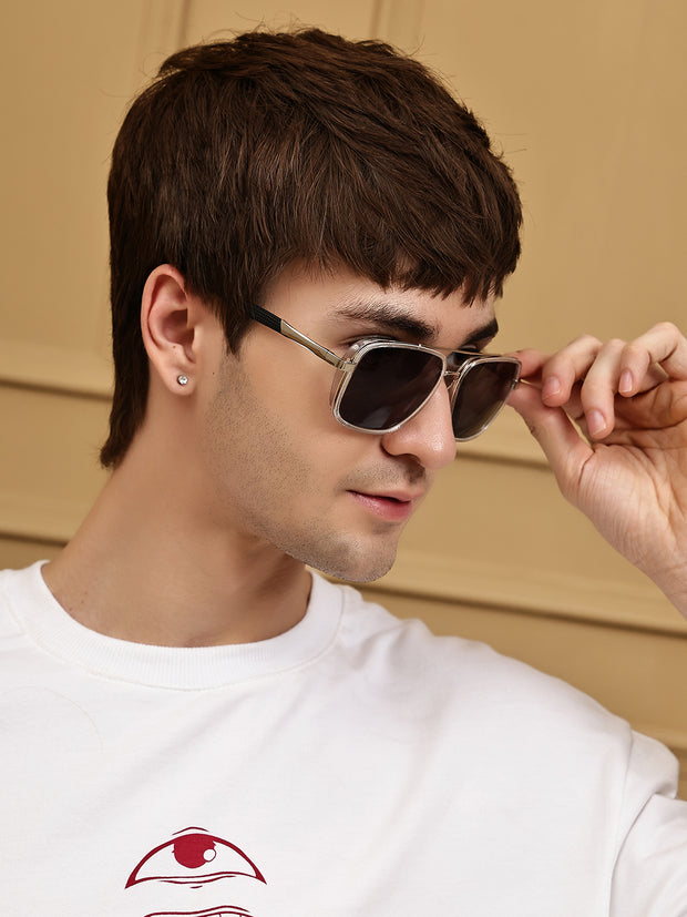 Silver Square UV-Protected Sunglasses