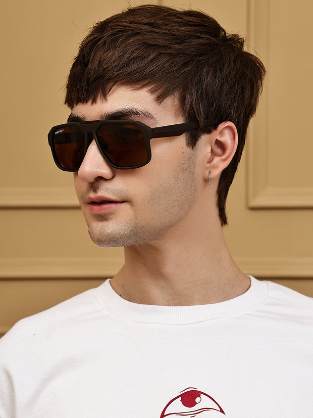 Brown Aviator Square Polarized Sunglasses for Men & Women