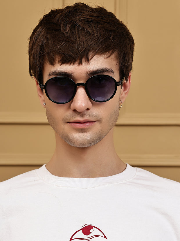 Unisex Blue Round Sunglasses with UV Protection