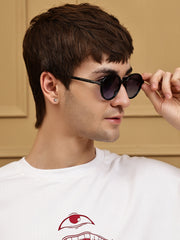 Unisex Blue Round Sunglasses with UV Protection