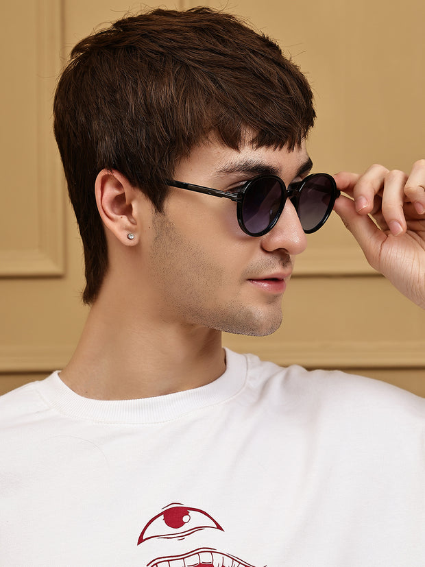Unisex Blue Round Sunglasses with UV Protection
