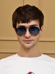 Unisex Blue Aviator Sunglasses