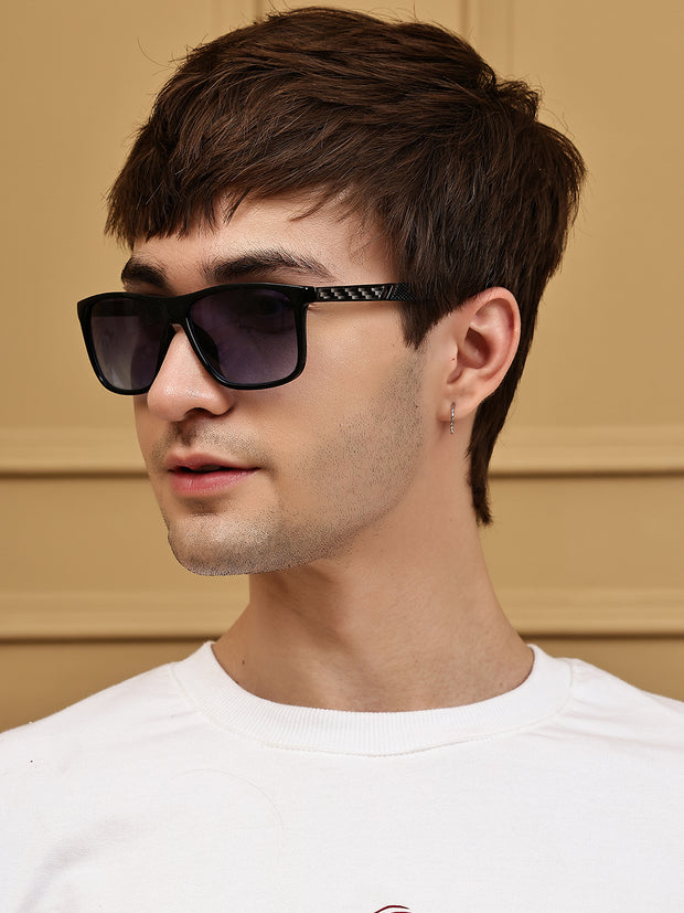 Unisex Blue Rectangular Sunglasses with UV Protection