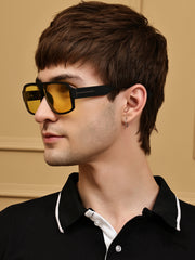 Unisex Yellow Square Sunglasses with UV Protection