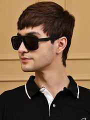 Black Aviator Square Polarized Sunglasses for Men & Women