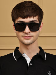 Black Aviator Square Polarized Sunglasses for Men & Women