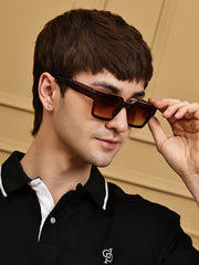Brown Square Sunglasses With UV Lenses For Unisex