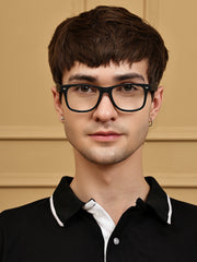 Black Full Rim Square Eyeglasses for Men & Women