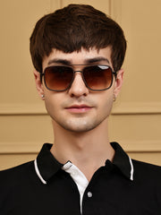 Brown Square UV-Protected Sunglasses