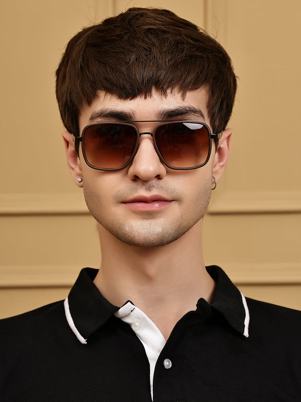 Brown Square UV-Protected Sunglasses