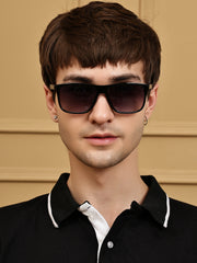 Unisex Black Rectangular Sunglasses with UV Protection