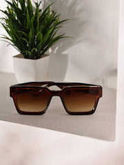Brown Square Sunglasses With UV Lenses For Unisex