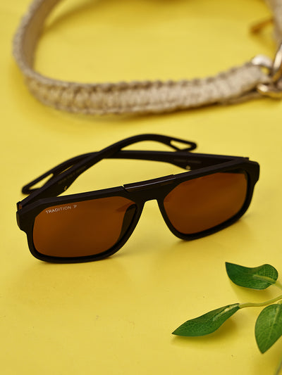 Brown Aviator Square Polarized Sunglasses for Men & Women