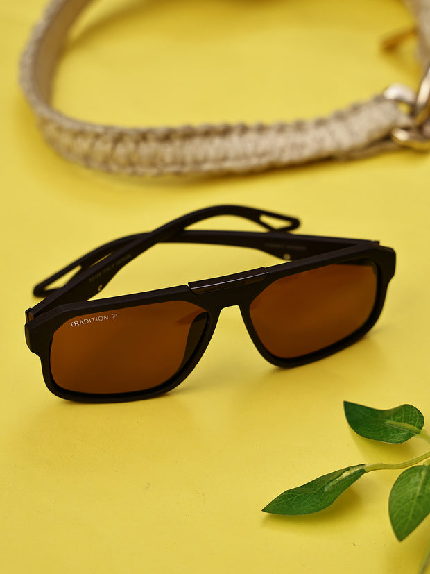 Brown Aviator Square Polarized Sunglasses for Men & Women
