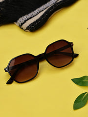 Classic Brown UV-Protected Gradient Square Sunglasses for Unisex