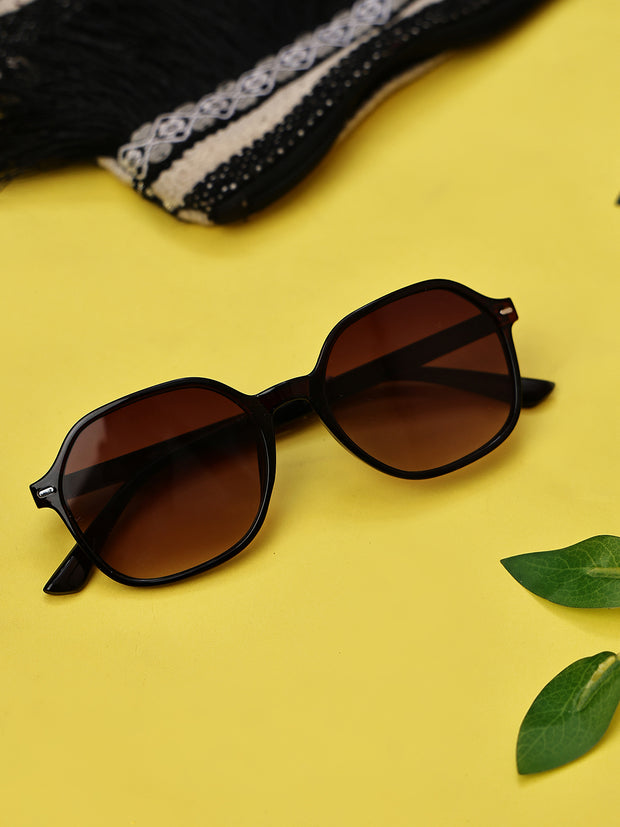 Classic Brown UV-Protected Gradient Square Sunglasses for Unisex