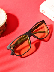 Unisex Yellow Rectangular Sunglasses with UV Protection