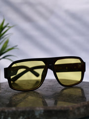 Unisex Yellow Square Sunglasses with UV Protection