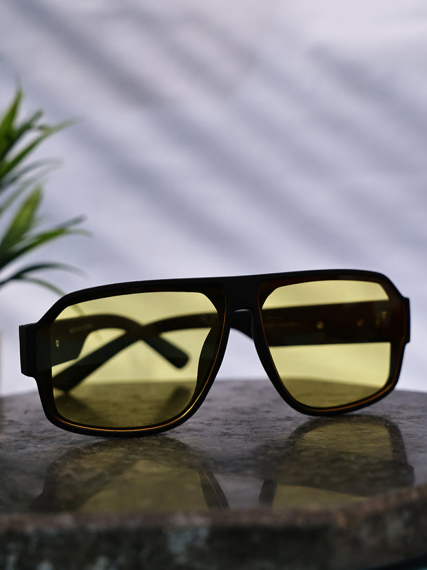 Unisex Yellow Square Sunglasses with UV Protection