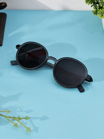 Unisex Grey Round Sunglasses with UV Protection