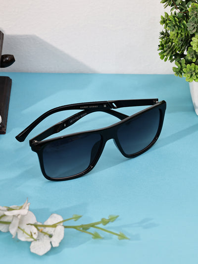 Unisex Black Rectangular Sunglasses with UV Protection