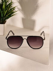 Stylish Full-Rim Grey Aviator Sunglasses