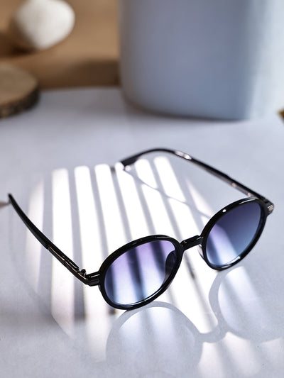 Unisex Blue Round Sunglasses with UV Protection