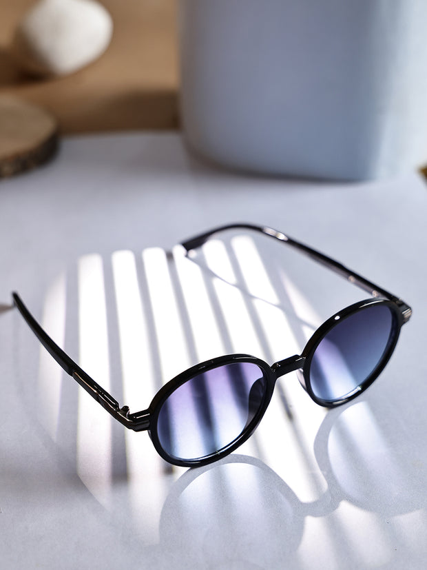 Unisex Blue Round Sunglasses with UV Protection