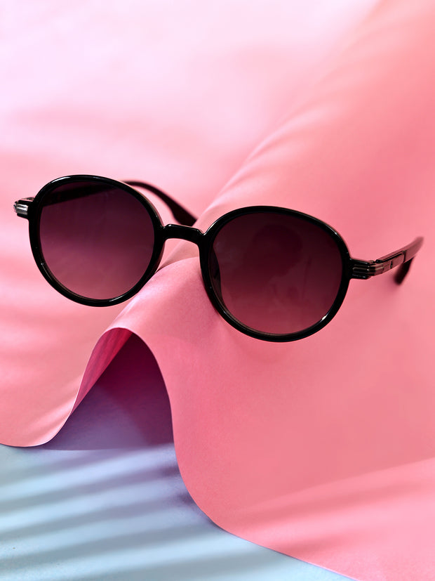 Unisex Black Round Sunglasses with UV Protection