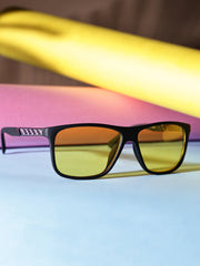 Unisex Yellow Rectangular Sunglasses with UV Protection