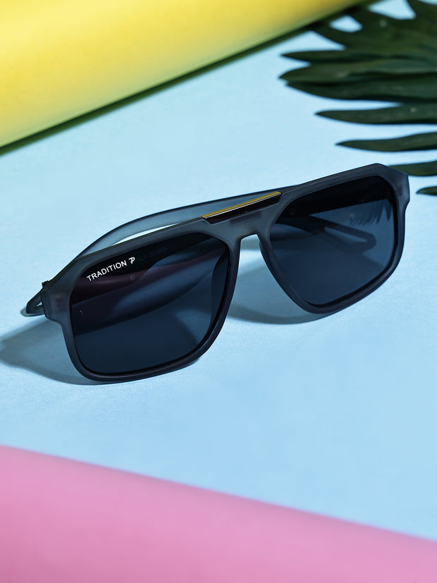 Grey Aviator Square Polarized Sunglasses for Men & Women