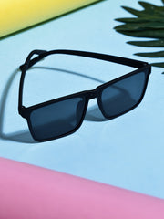 Matte Black Rectangular UV-Protected Sunglasses for Men & Women