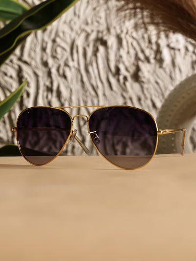 Unisex Gold Polorized Aviator Sunglasses